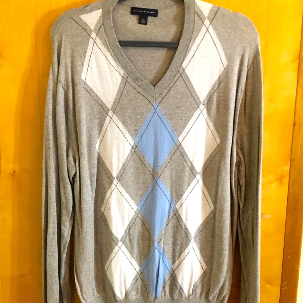 Banana republic xl argyle v neck sweater pullover